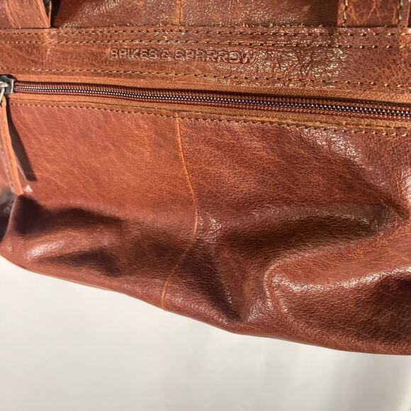 Spikes & Sparrow Brown Leather Tote‎ Bag Shoulder Purse Zip Top Dual Straps - Picture 5 of 16